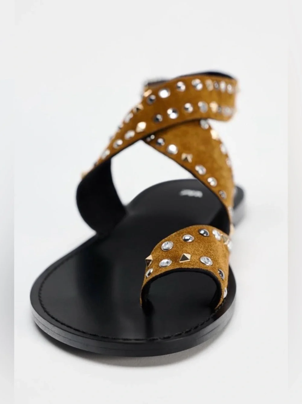 Zara Studded Flat Suede Sandals - Picture 4 of 9